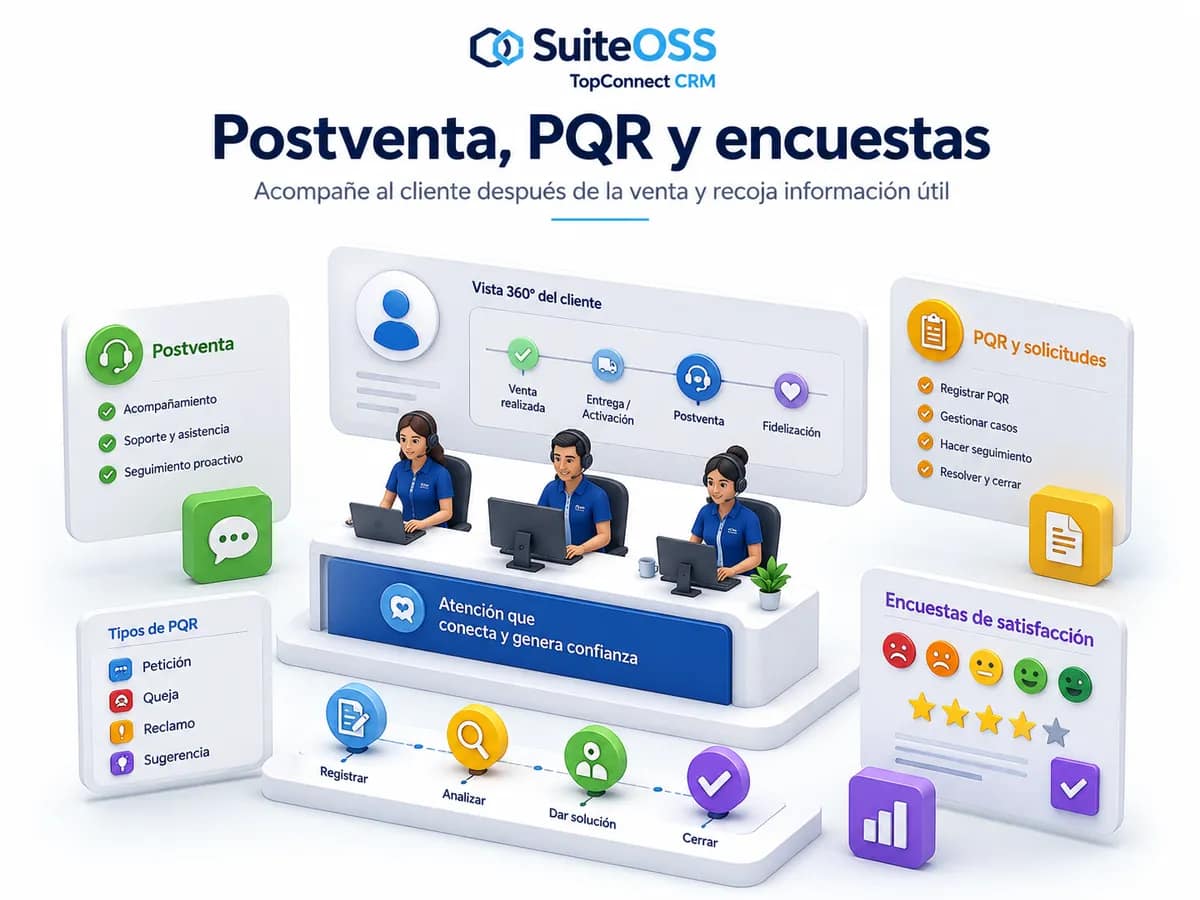 topconnect crm postventa pqr y encuestas