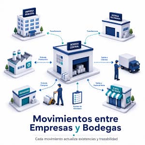 cleaninvent movimientos entre empresas y bodegas